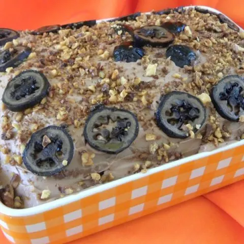 Masticha, Walnut, Praline, Banana Cake with Masticha Cream Cheese frosting