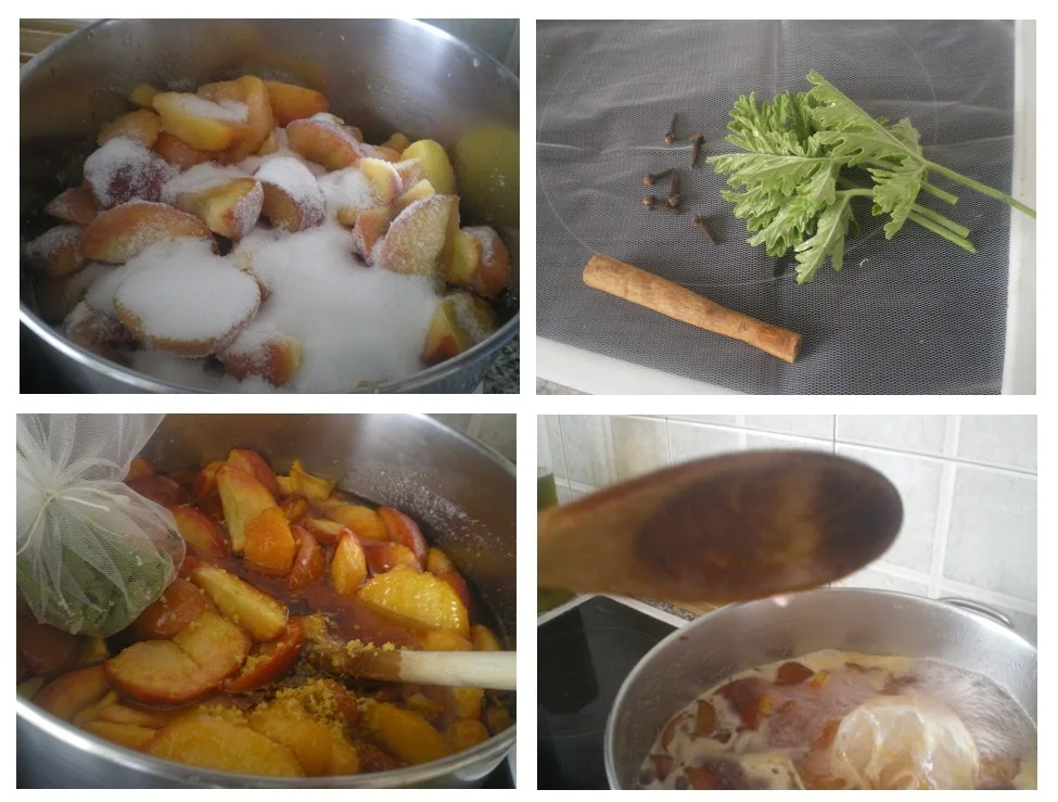 Collage peach and nectarine jam Collage preparing peach and nectarine jam image