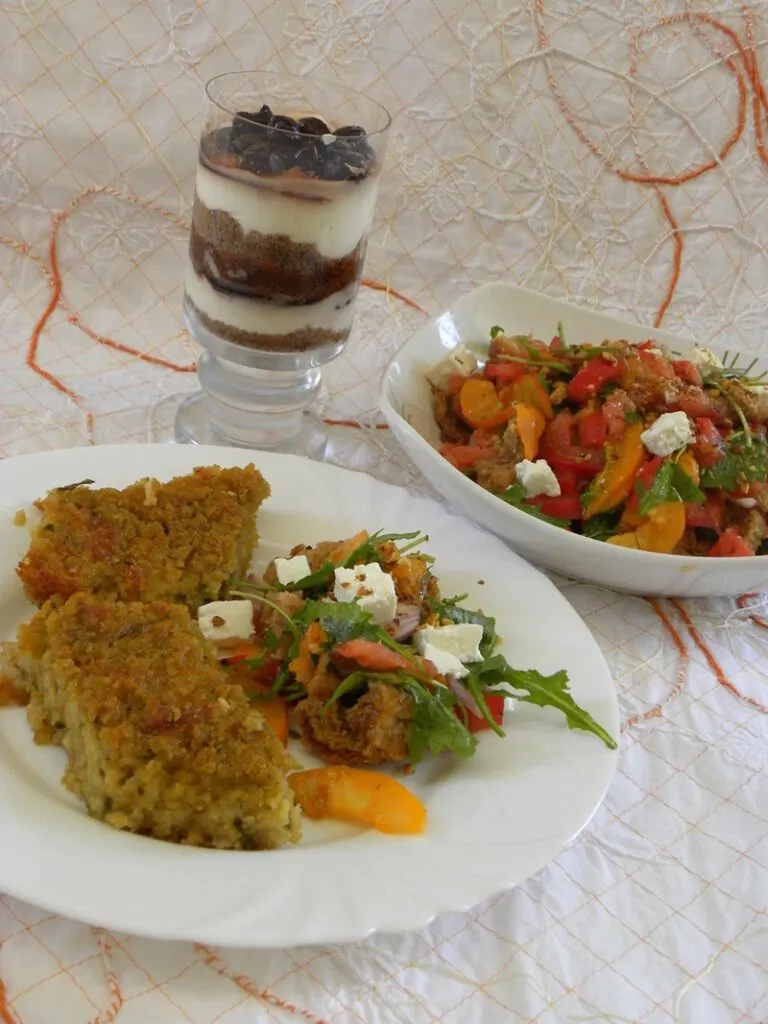 Greek products Dakos salad with apricots and bulgur pie image