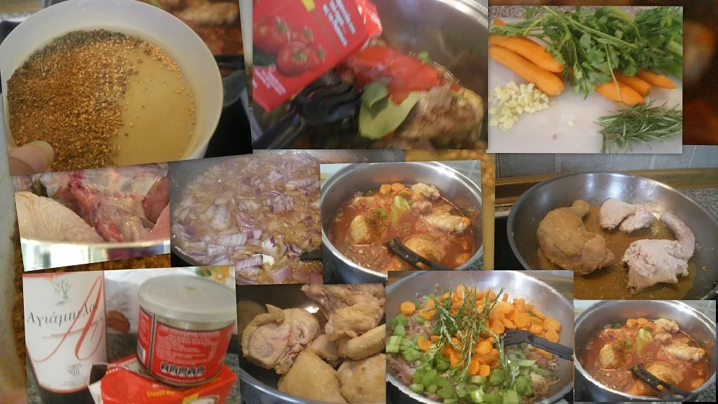 Collage chicken Pollo alla Cacciatora Collage preparing chicken Pollo alla Cacciatora image