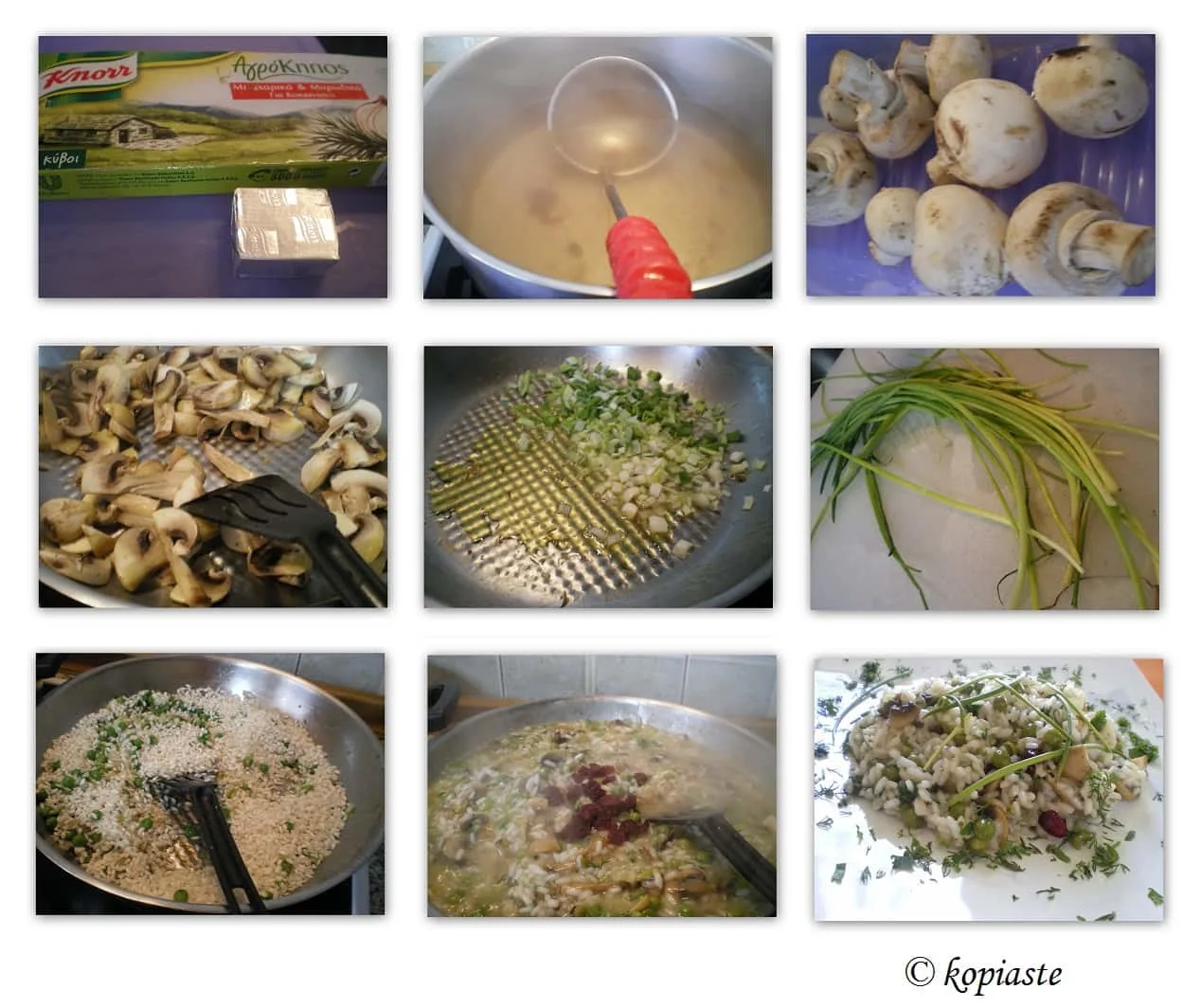 Collage Risotto with Mushrooms and Peas