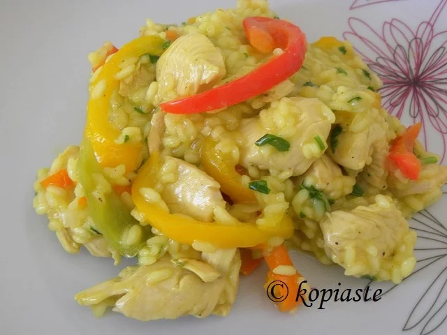 Risotto with Chicken, Saffron & Roasted Garlic