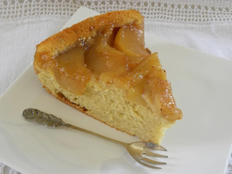 Apple caramel cream cheese upside down cake image