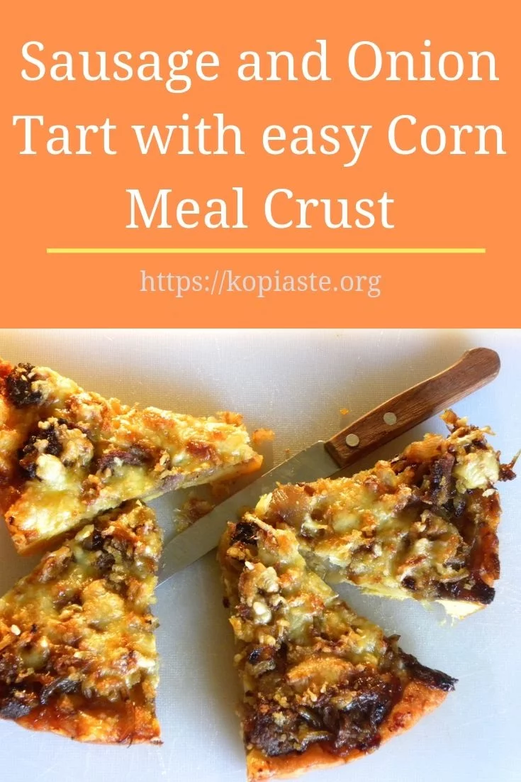 Collage Sausage and Onion Tart with easy Corn Meal Crust image