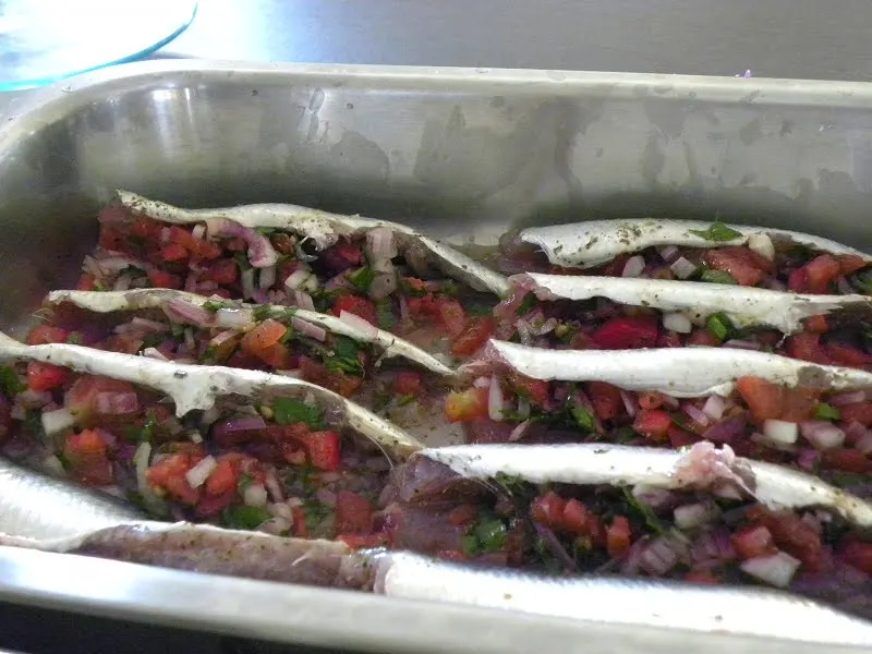 Gavros - anchovies stuffed photo