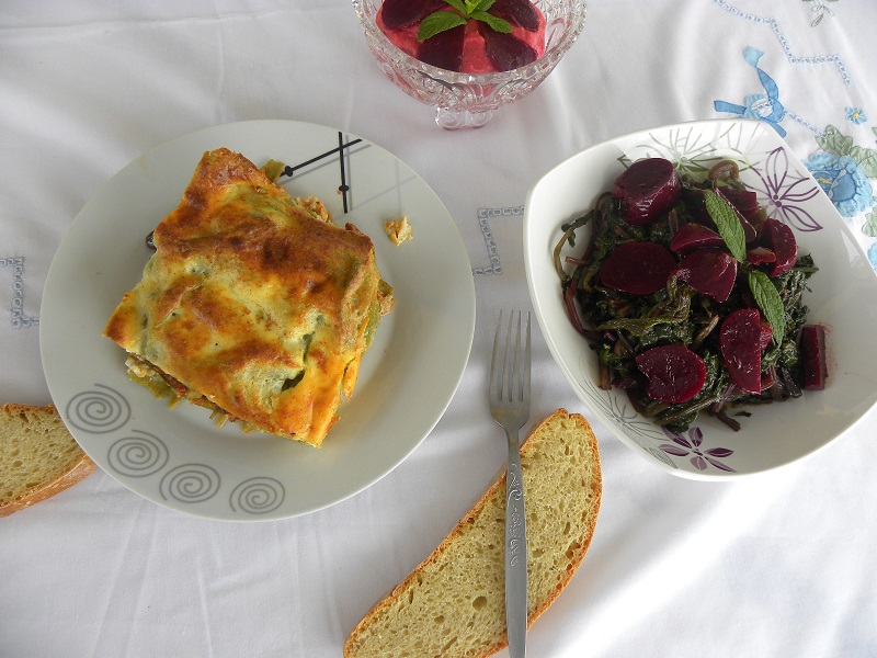 Sausage Lasagna and pantzarosalata image