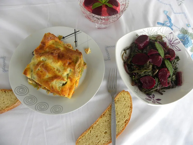 Sausage Lasagna and pantzarosalata image
