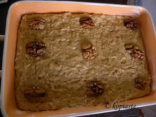 Karydopita before baking