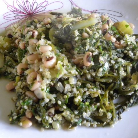 Mavromatika black eyed peas with wild greens image