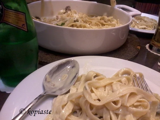 Fettucine carbonara with Mushrooms