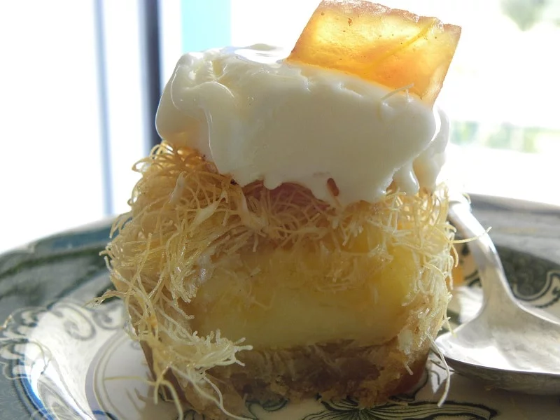 Kataifi nests showing galaktoboureko cream image