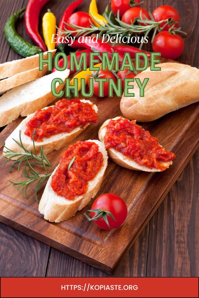 collage homemade tomato and fruit chutney image