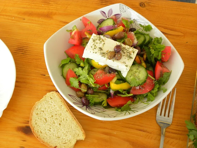 Greek salad with koroneiki olives image