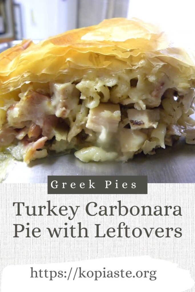 Collage Turkey Carbonara pie cut image