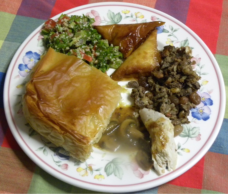 Thanksgiving leftovers plate image