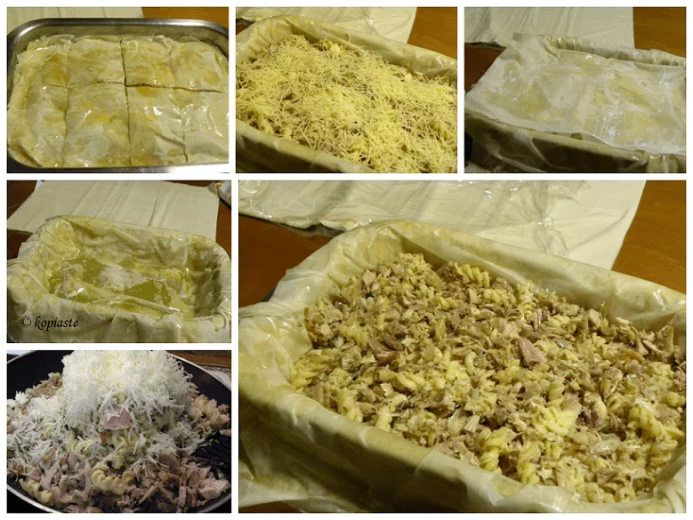 collage carbonara turkey pie