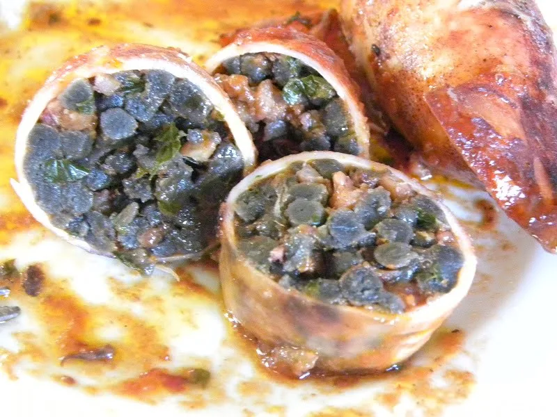 Thrapsala shortfin squid stuffed with black couscous image