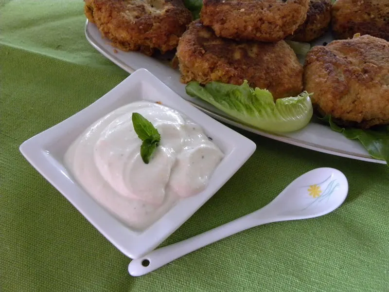 Garlic sauce with burgers image