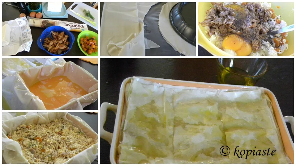 Collage chicken pie
