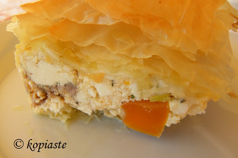 Kotopita chicken pie close up