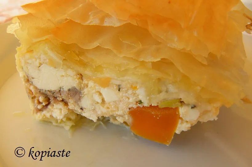 Kotopita chicken pie close up