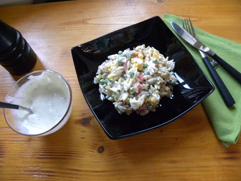 Orzp salad with garlic sauce image
