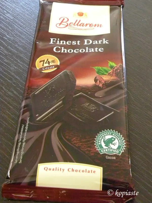 Dark chocolate 74 percent cocoa