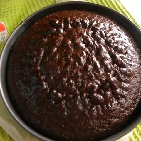 Chocolate Mayonnaise Cake with Cappuccino Glaze before glazing picture