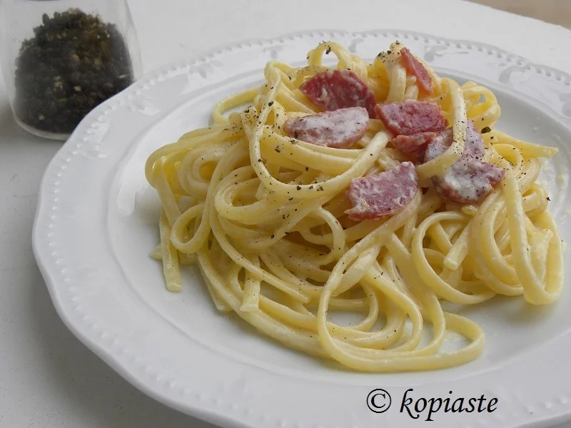 linguine with Greek yoghurt and feta dip photo
