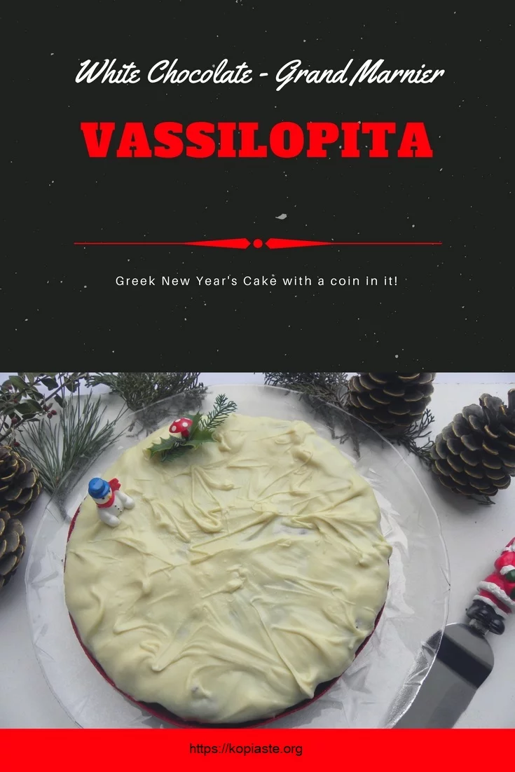 Collage Grand Marnier Vassilopita with white chocolate glaze image
