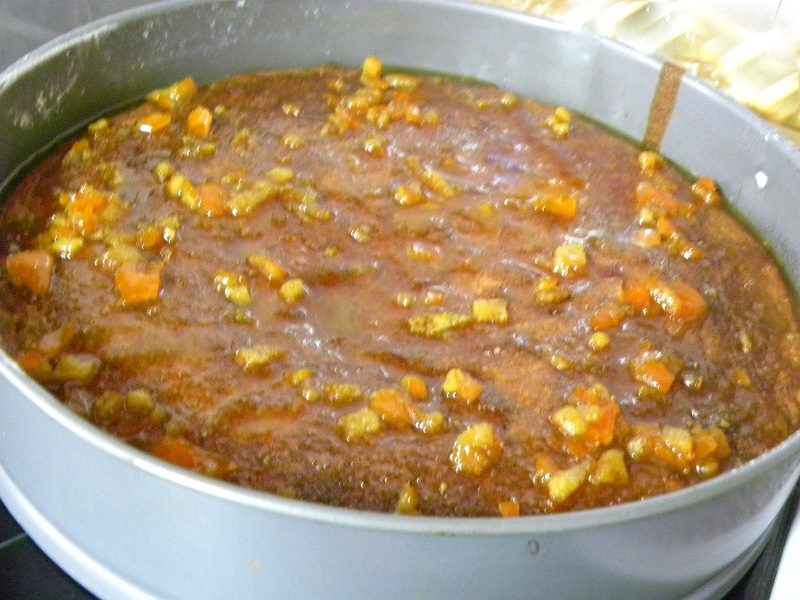 cake mandarin out of the oven