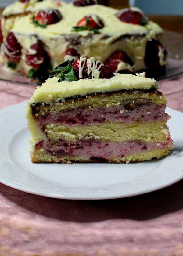 Elia's strawberry white chocolate cake 