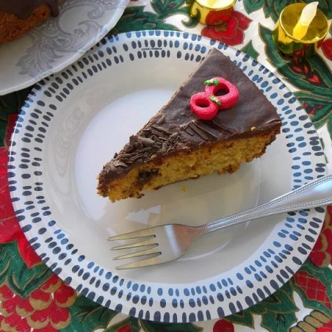 coffee cake with ganache cut image