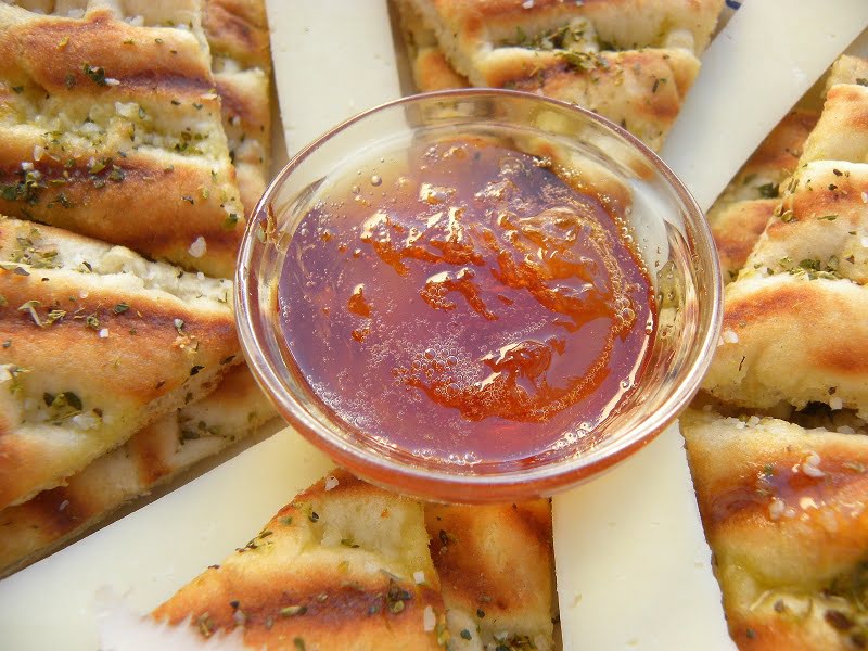 Breakfast with pita chips and bergamot marmalade image