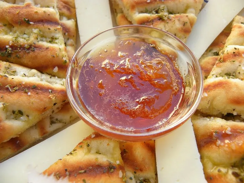 Breakfast with pita chips and bergamot marmalade image