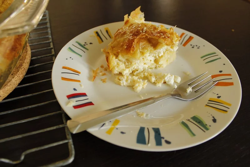 creased cheese pie patsavouropita cut picture