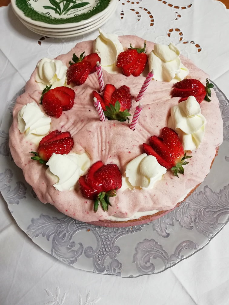 strawberry bavarian cream birthday cake image