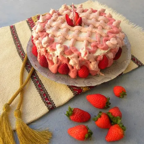 strawberry bavarian cream birthday cake image