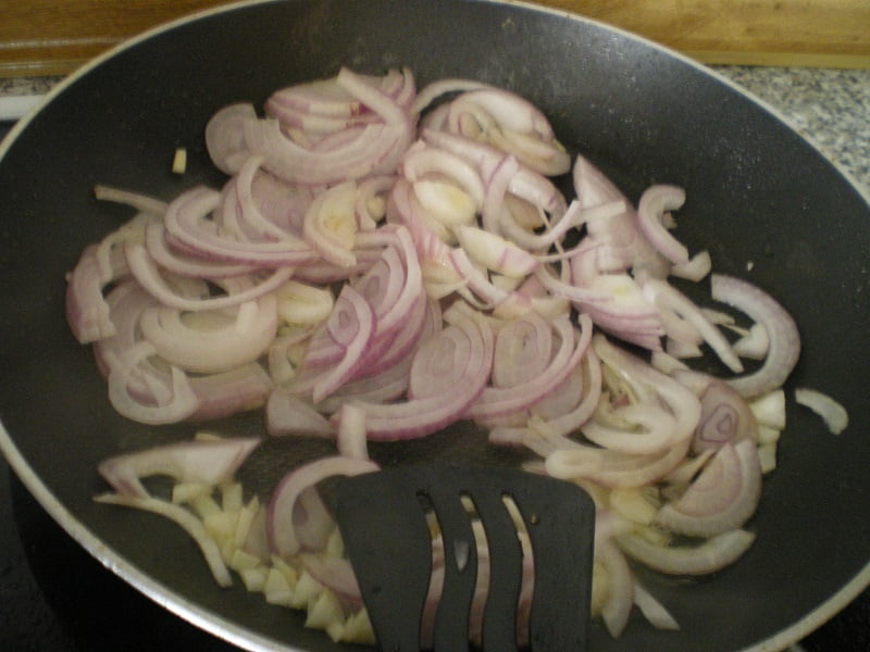 Sauteing onion and garlic image