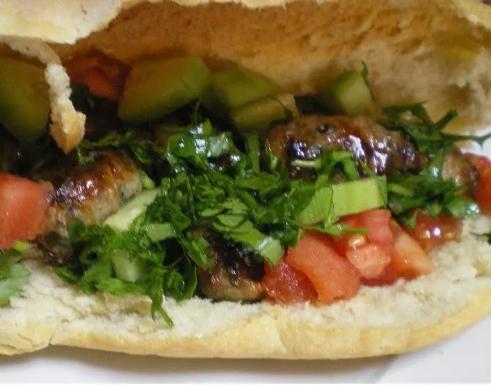Sheftalia with salad in pita image