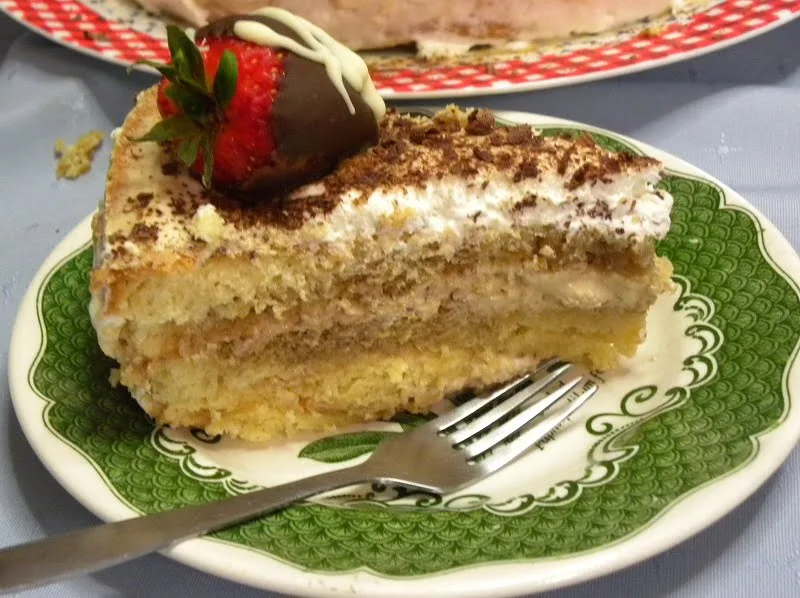 Tiramisu cake cut picture