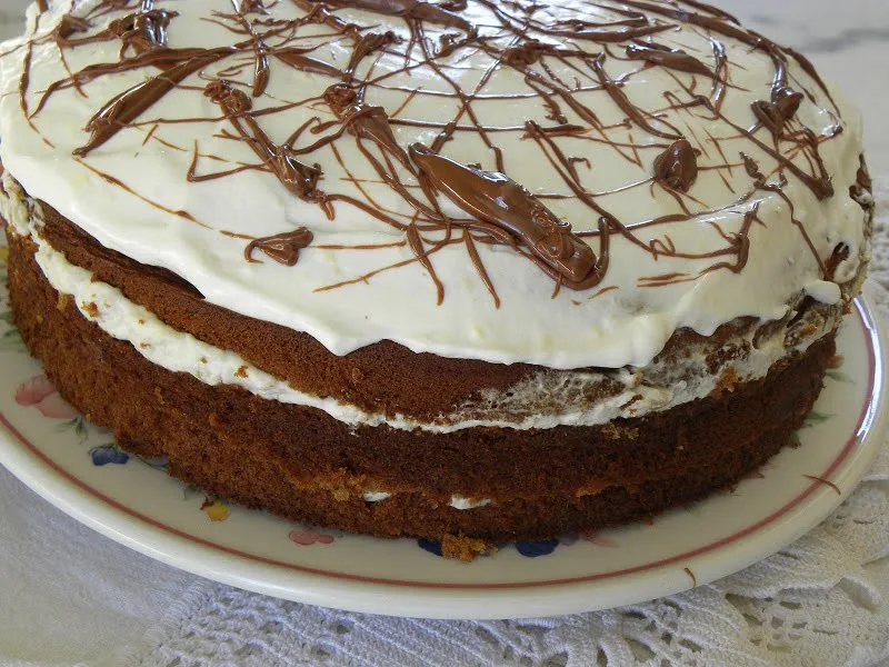 Banana Cake with sour cherries photo