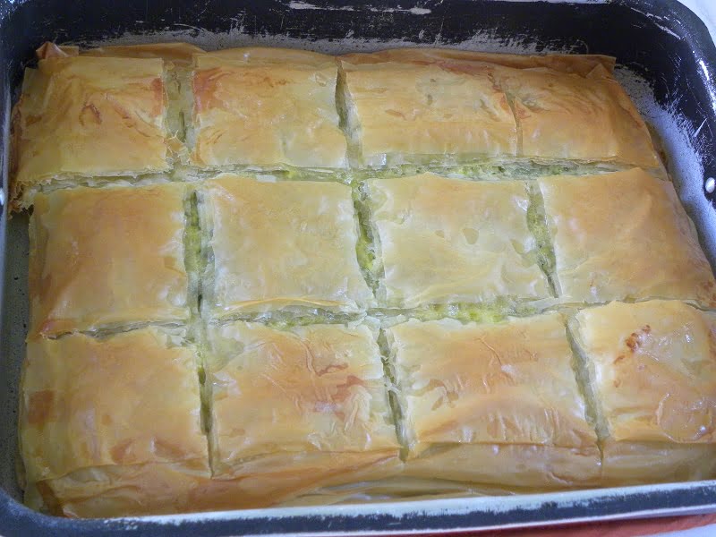 Spanakopita scored and baked image