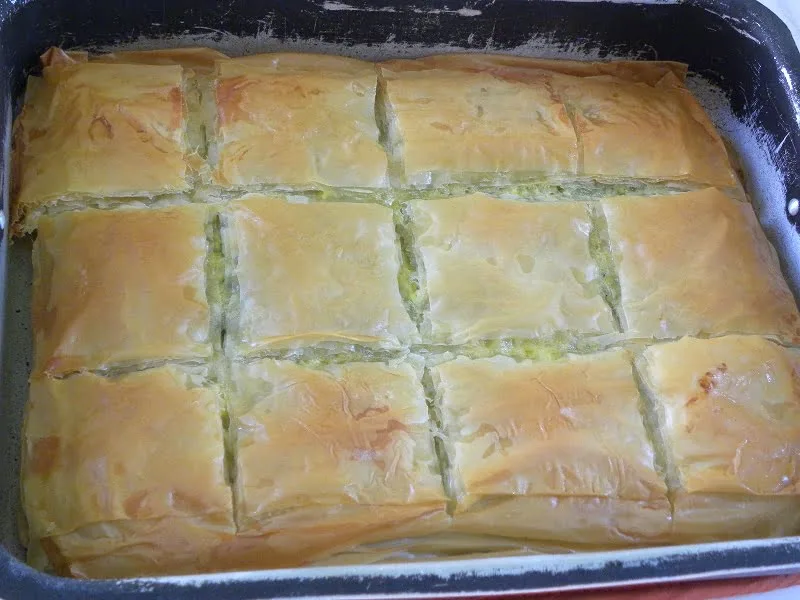 Spanakopita scored and baked image
