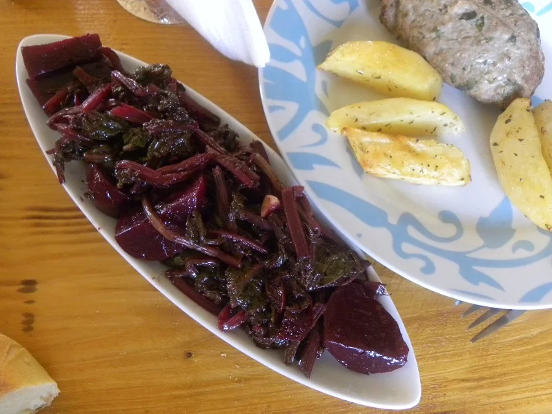 Beet salad with meat loaf image