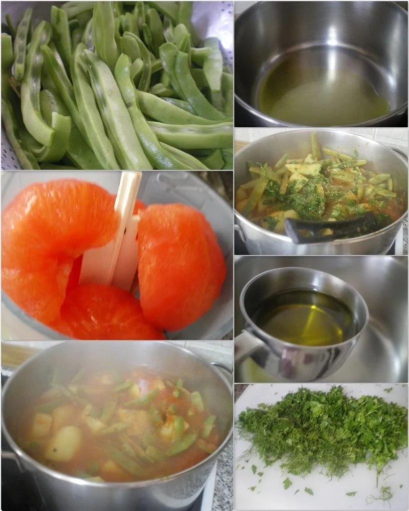 collage cooking fasolakia image