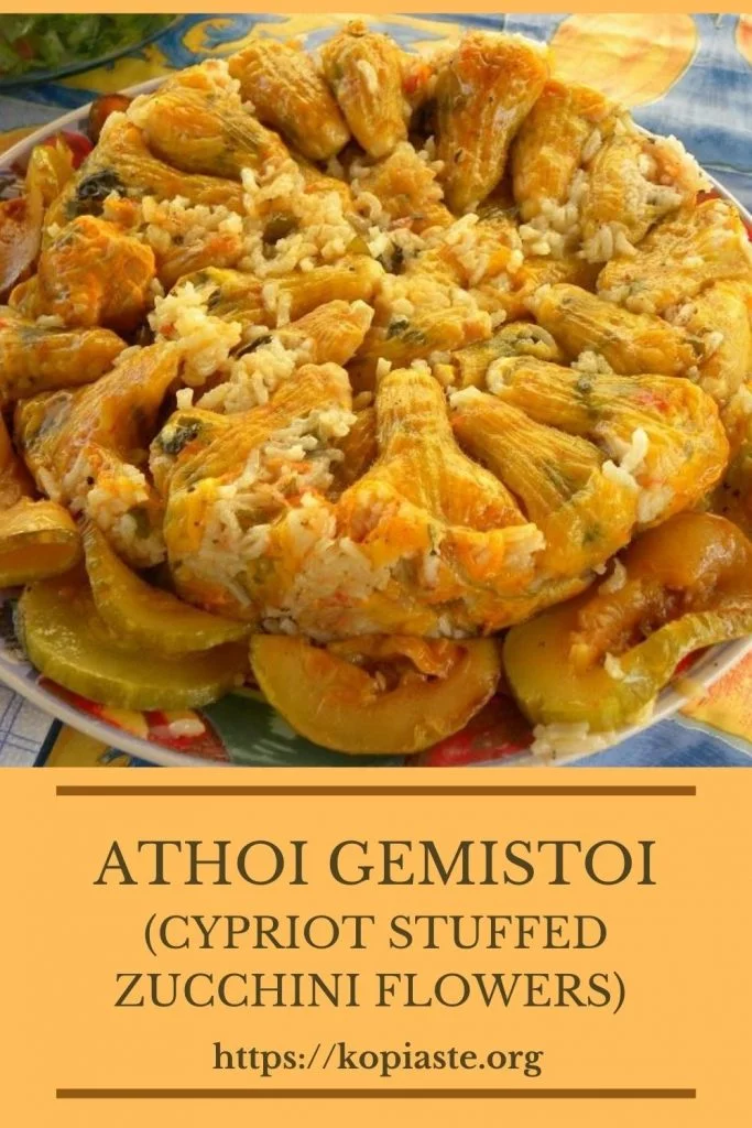 Collage Cypriot stuffed zucchini flowers image