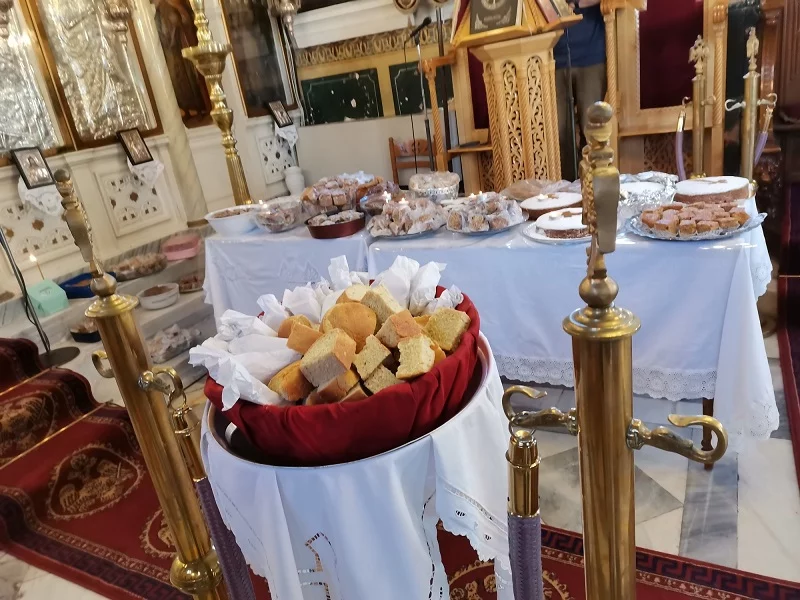Fanouropita cakes in church image