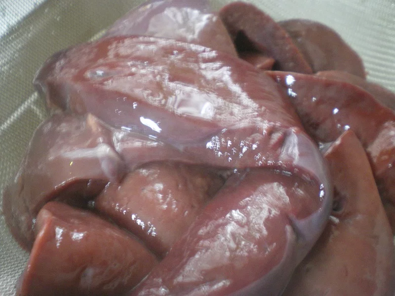 Calf liver drying in colander picture