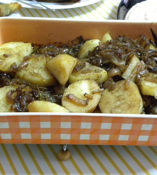 Vegan Pommes Lyonnaise the Greek Way